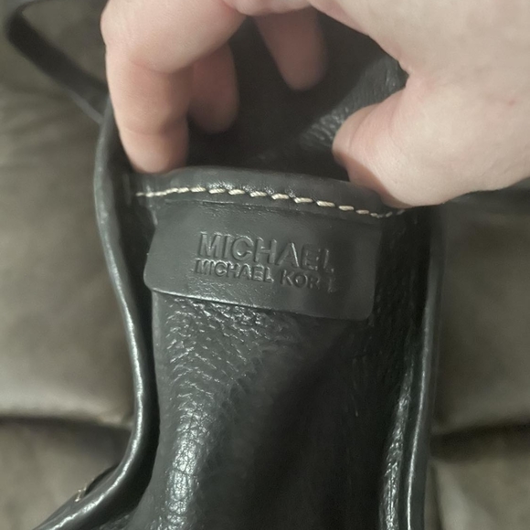 MICHAEL Michael Kors vintage black leather cream stitching tote bag purse handba - Picture 6 of 9